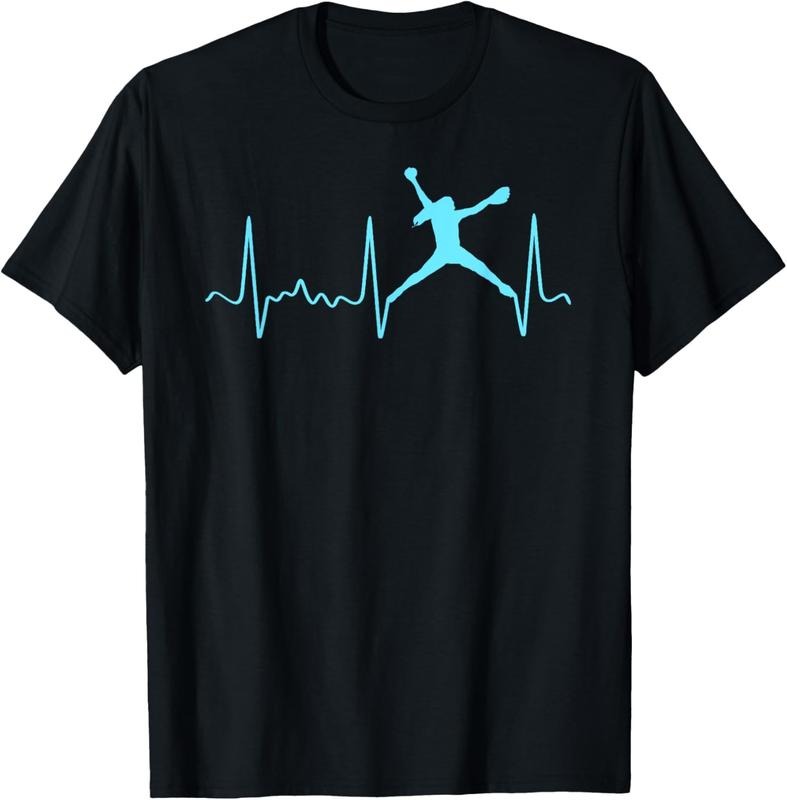 100% Cotton Light Blue Softball Pitcher Heartbeat - Fastpitch Softball T-Shirt Hoodie, Sweatshirt | PrintMintTees.com