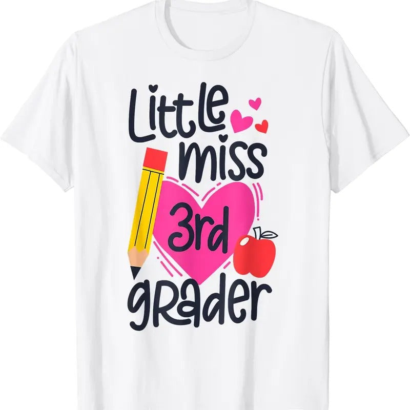 [100% Cotton]Little Miss 3rd Grader First Day Of Third Grade Girls T-Shirt White Hoodie Sweatshirt | PrintMintTees.com