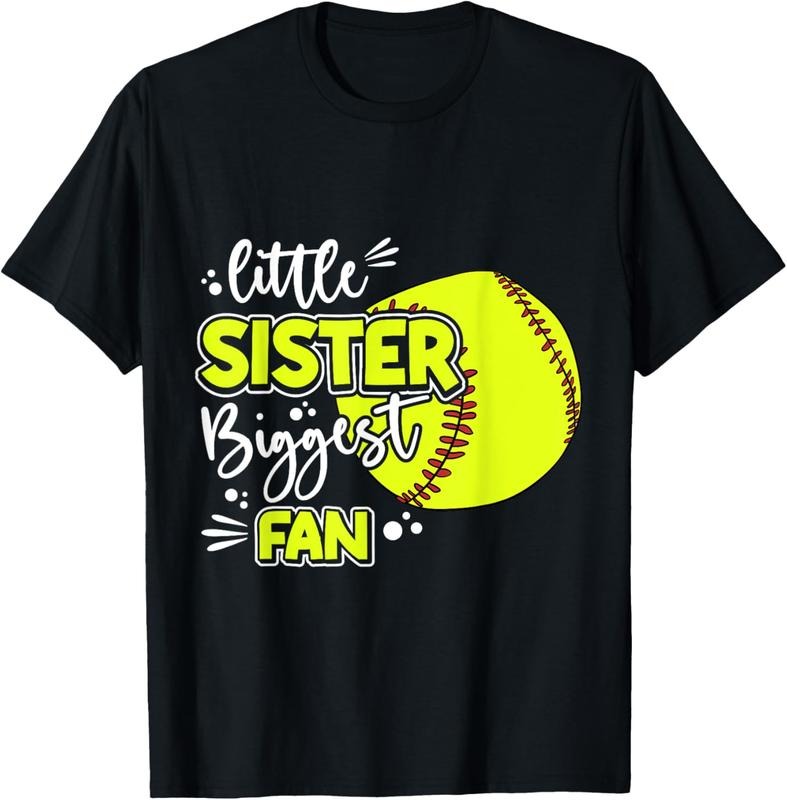 100% Cotton Little Sister Biggest Fan Softball, Softball Girl T-Shirt Hoodie, Sweatshirt | PrintMintTees.com