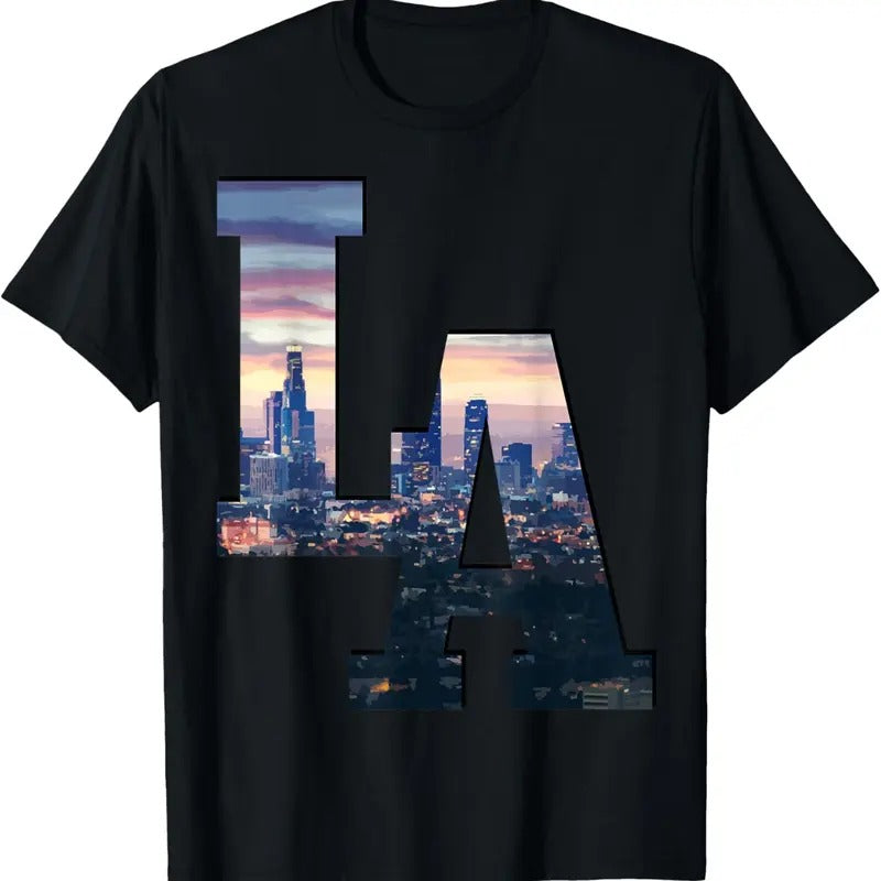 100% Cotton Los Angeles LA Skyline Vintage California LA T-Shirt Hoodie, Sweatshirt | PrintMintTees.com