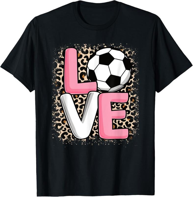 100% Cotton Love Soccer Leopard Print Women Girls Soccer Lover T-Shirt Hoodie Sweatshirt | PrintMintTees.com