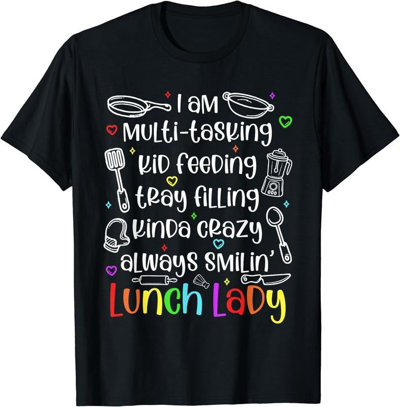 [100% Cotton]Lunch Lady Cute Appreciation Cafeteria Worker Back To School T-Shirt Black Hoodie Sweatshirt | PrintMintTees.com