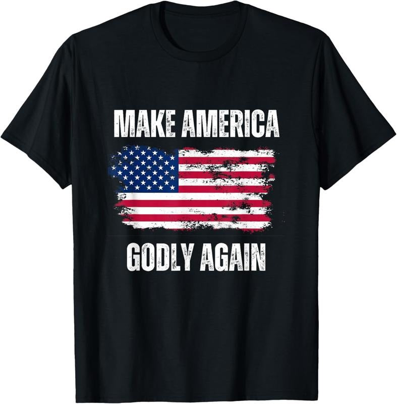 100% Cotton Make America Godly Again - Funny Patriotic USA Elections T-Shirt Hoodie Sweatshirt | PrintMintTees.com