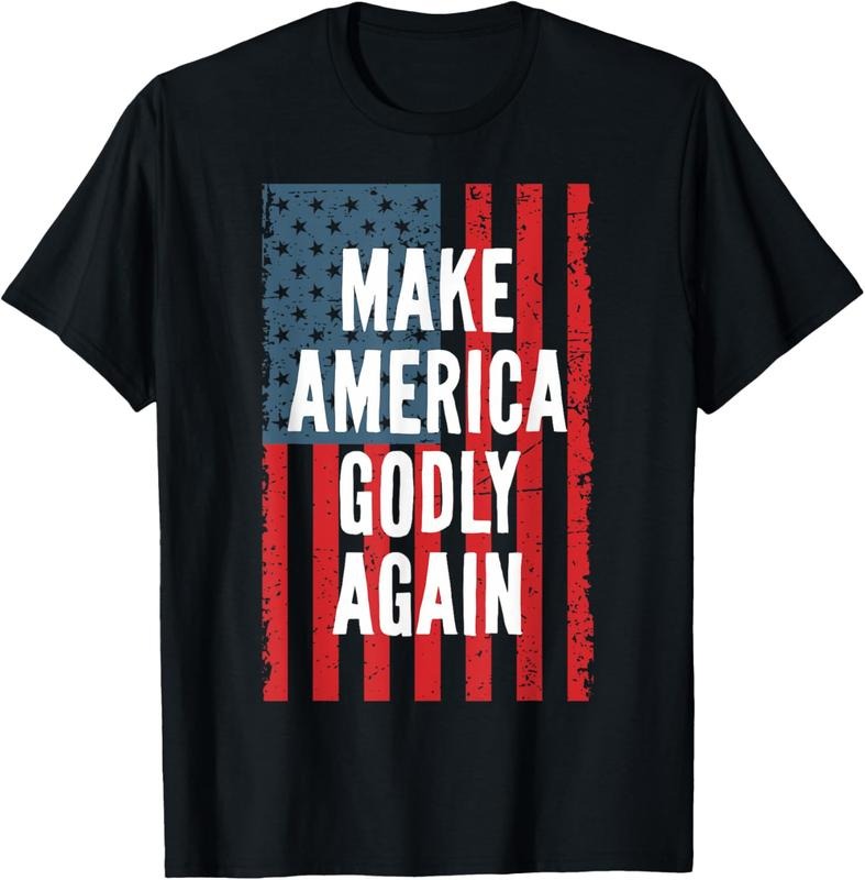 100% Cotton Make America Godly Again 4th Of July Independence Day T-Shirt Hoodie Sweatshirt | PrintMintTees.com