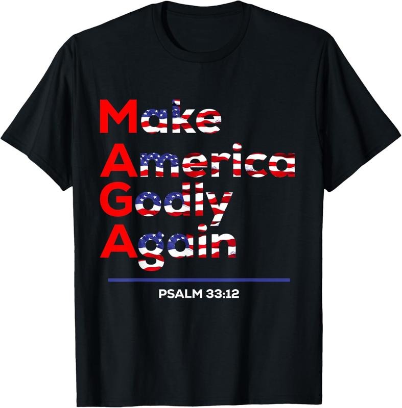 100% Cotton Make America Godly Again, Psalm 33:12 T-Shirt Hoodie Sweatshirt | PrintMintTees.com