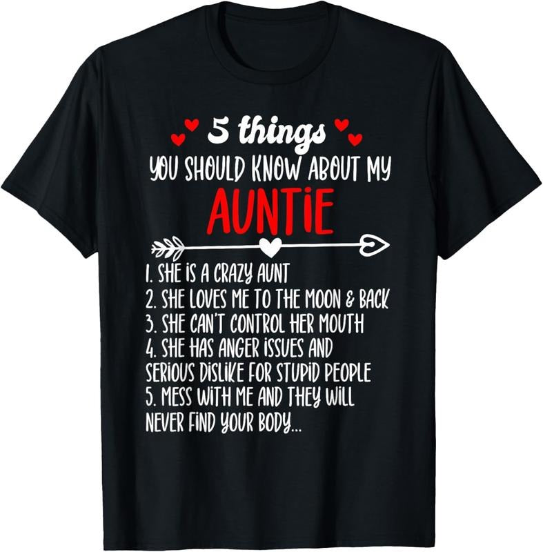 100% Cotton Matching 5 Things You Should Know About My Auntie Niece T-Shirt Hoodie Sweatshirt | PrintMintTees.com