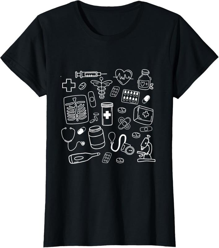 100% Cotton Medical Doodles Nurse Healthcare Profession Women T-Shirt Hoodie, Sweatshirt | PrintMintTees.com