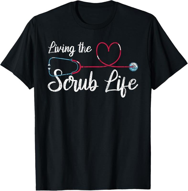 100% Cotton Medical Nursing Scrub Life Nursery Stethoscope Heart Nurse T-Shirt Hoodie Sweatshirt | PrintMintTees.com