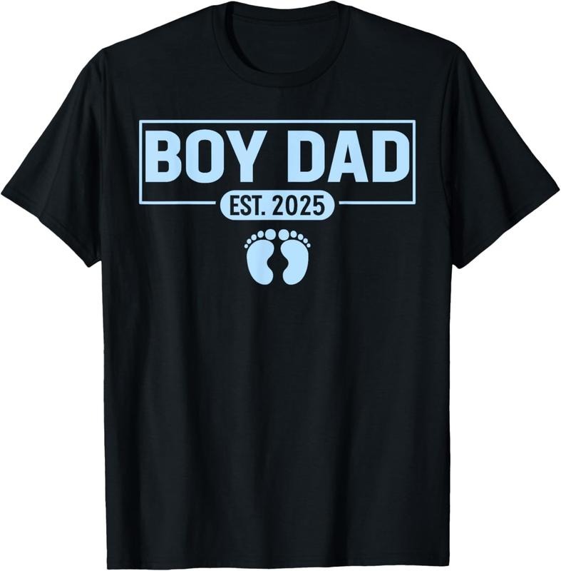 100% Cotton Men boy Dad Est 2025 Newborn Daddy Father  boy son T-Shirt Hoodie Sweatshirt | PrintMintTees.com