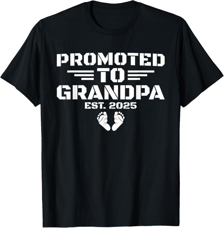 100% Cotton Mens Promoted To Grandpa Est 2025 Soon To Be Granddad T-Shirt Hoodie, Sweatshirt | PrintMintTees.com