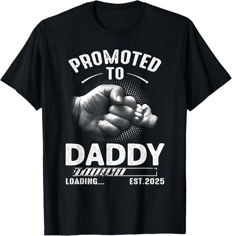 100% Cotton Mens Promoted to Daddy Loading 2025 Funny for new Dad T-Shirt Hoodie, Sweatshirt | PrintMintTees.com