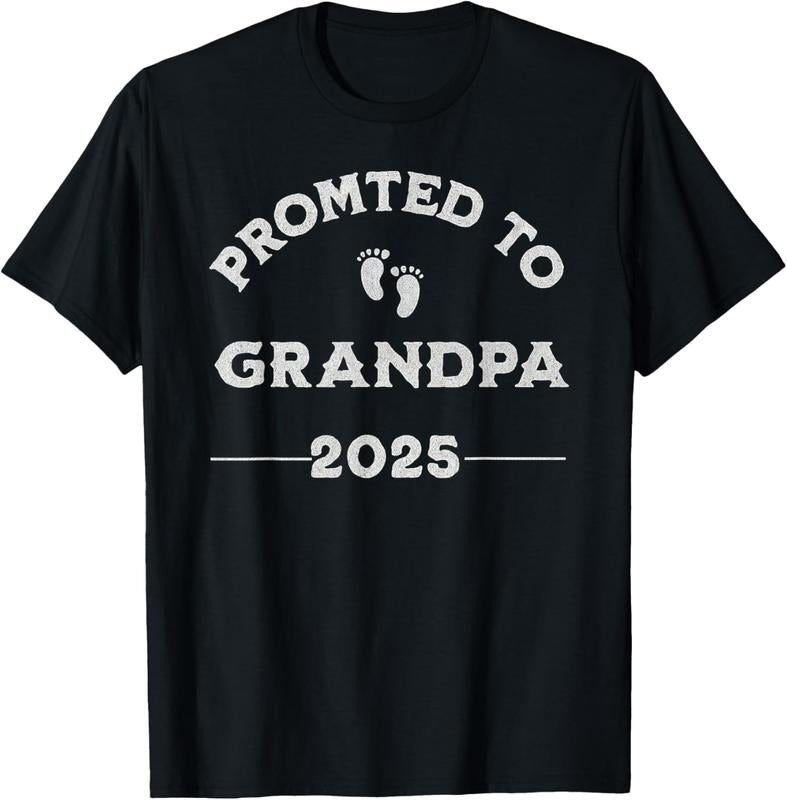 100% Cotton Mens Promoted to Grandpa 2025 Soon to Be Grandfather New Grandpa T-Shirt Hoodie Sweatshirt | PrintMintTees.com