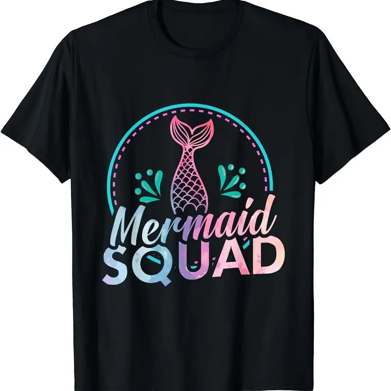 [100% Cotton]Mermaid Birthday Squad Party Womens Girls Mens T-Shirt Hoodie Sweatshirt | PrintMintTees.com
