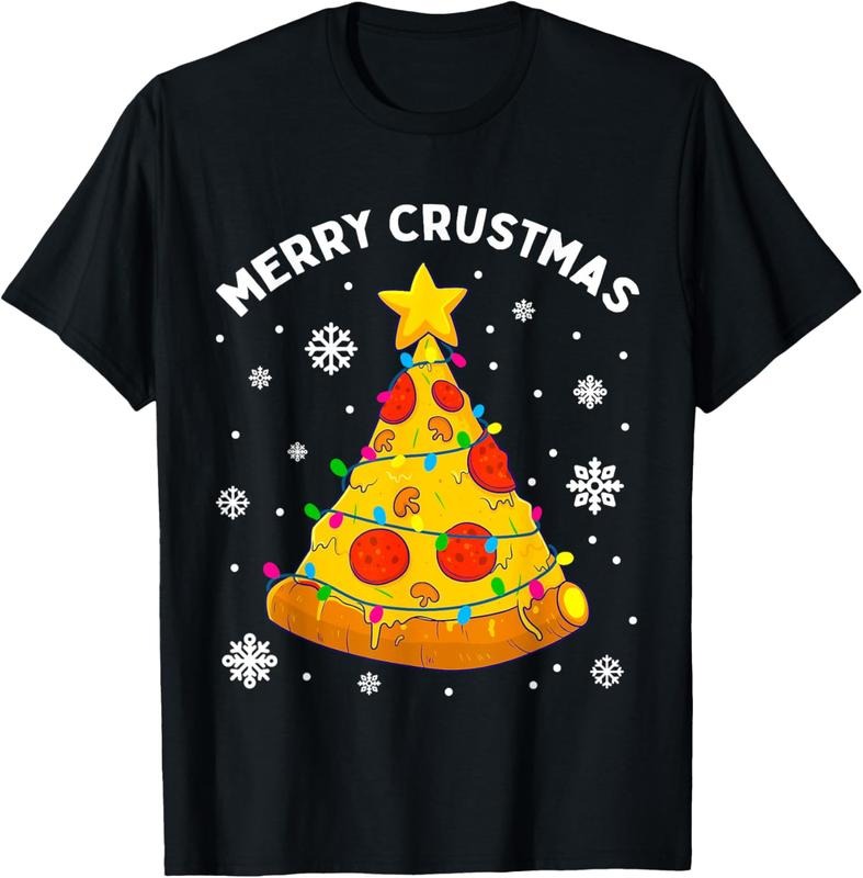 100% Cotton Merry Crustmas Pizza Tree Xmas T-Shirts, Hoodie, Sweatshirt