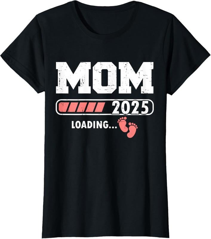 100% Cotton Mom 2025 Loading Girl Pregnancy Announcement Shirt Hoodie Sweatshirt