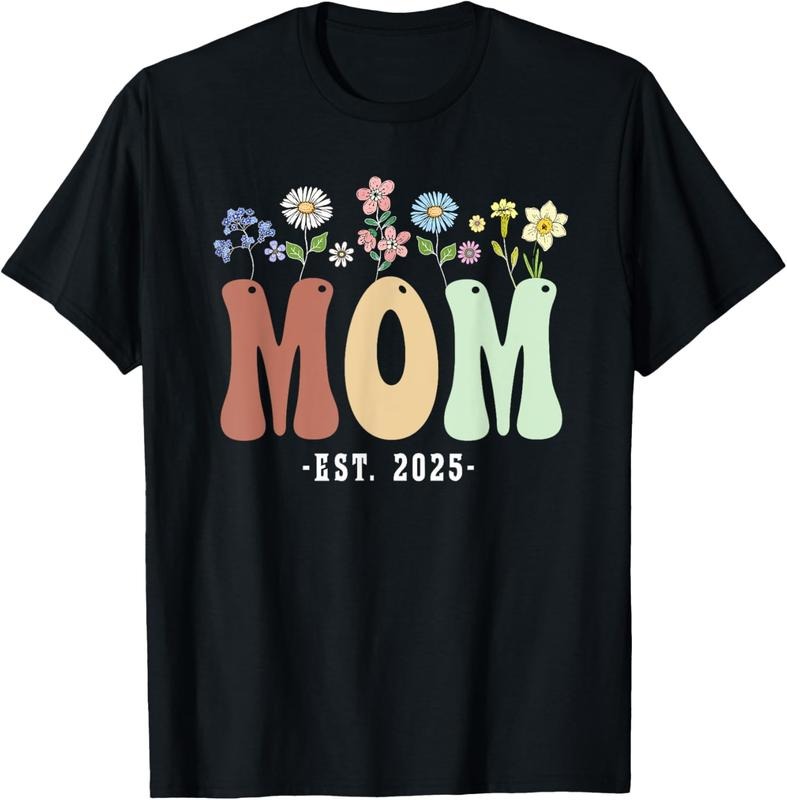 100% Cotton Mom 2025 Mom To Be New Mom Gifts Wildflower Floral Design T-Shirt Hoodie, Sweatshirt | PrintMintTees.com
