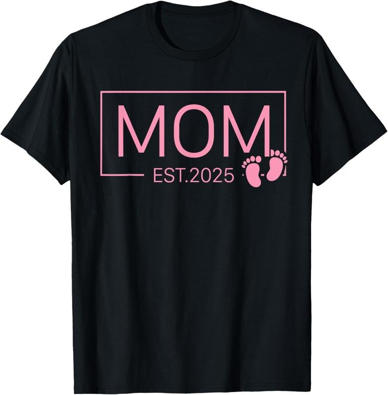 100% Cotton Mom Est 2025 For New Mom Mommy Wife Girl  Announcement T-Shirt Hoodie Sweatshirt | PrintMintTees.com