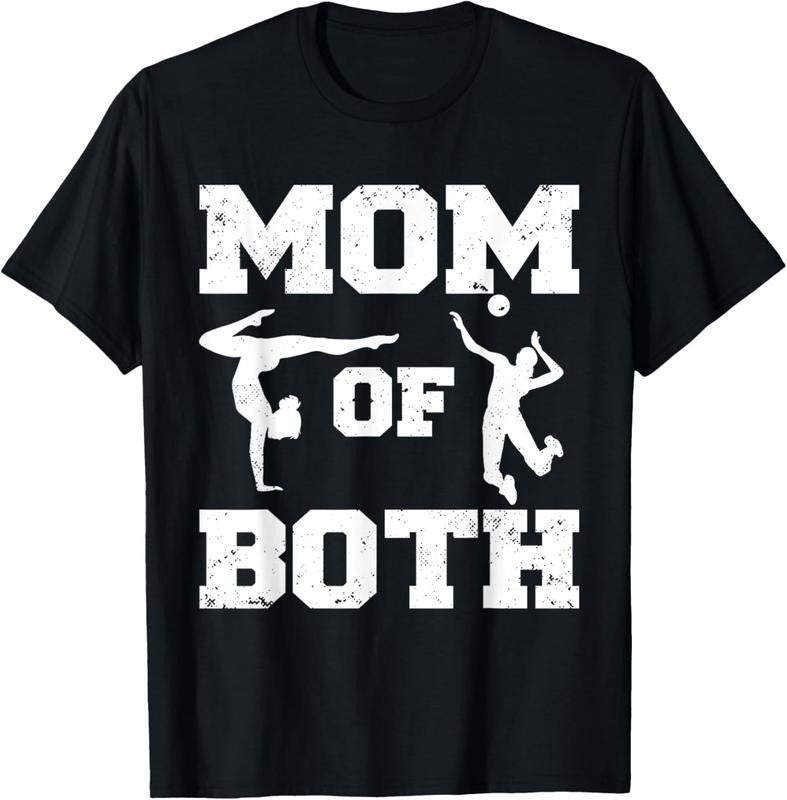 100% Cotton Mom Of Both Funny Volleyball Gymnastics Mom T-Shirt Hoodie, Sweatshirt | PrintMintTees.com