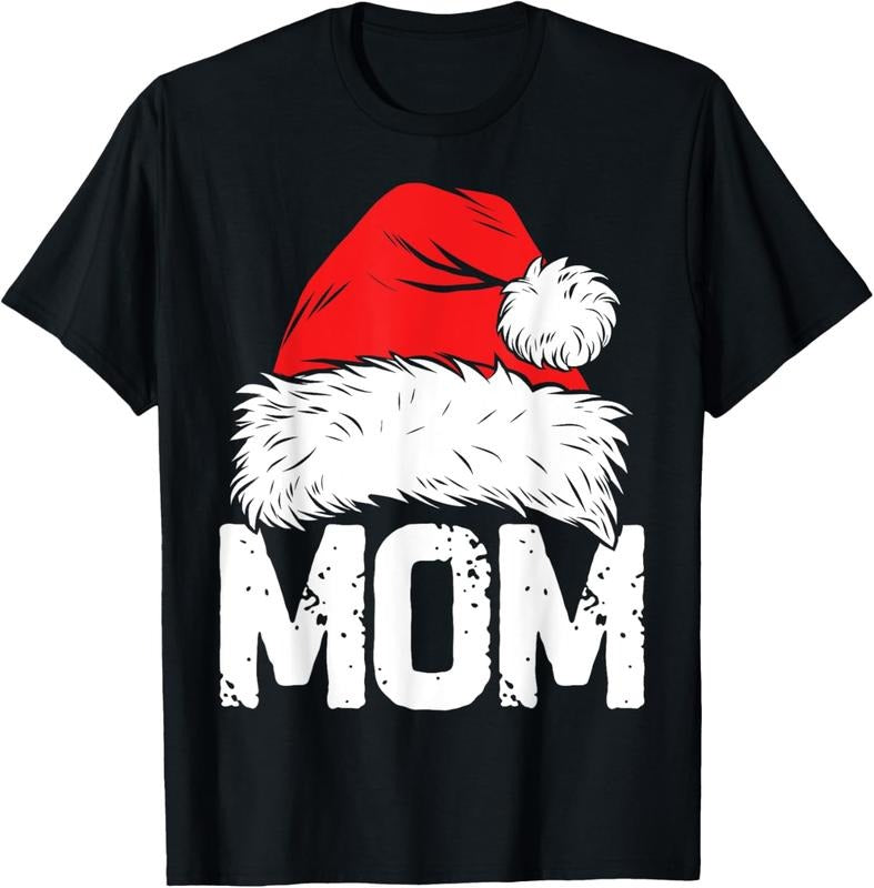 100% Cotton Mom Santa Christmas Family Matching Pajamas Mama Xmas Mother Short Sleeve T-Shirt Hoodie Sweatshirt