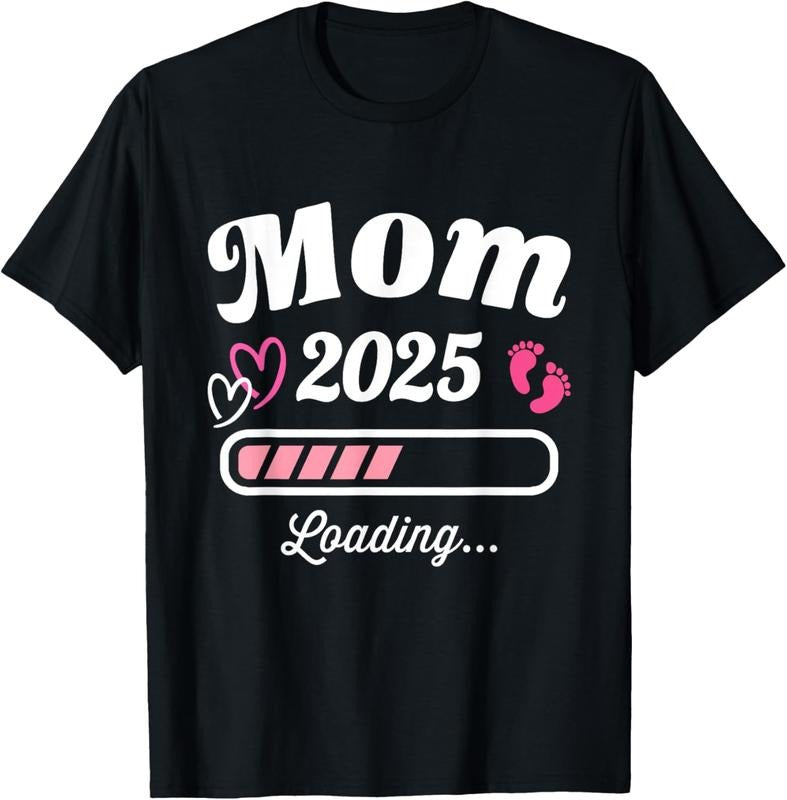 100% Cotton Mom Loading 2025 Pregnancy Announcement T-Shirts, Hoodie, Sweatshirt