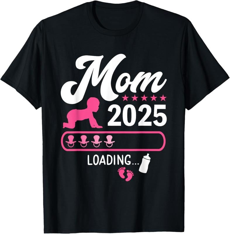 100% Cotton Mom loading bar 2025 for new  shower announcement T-Shirt Hoodie Sweatshirt | PrintMintTees.com