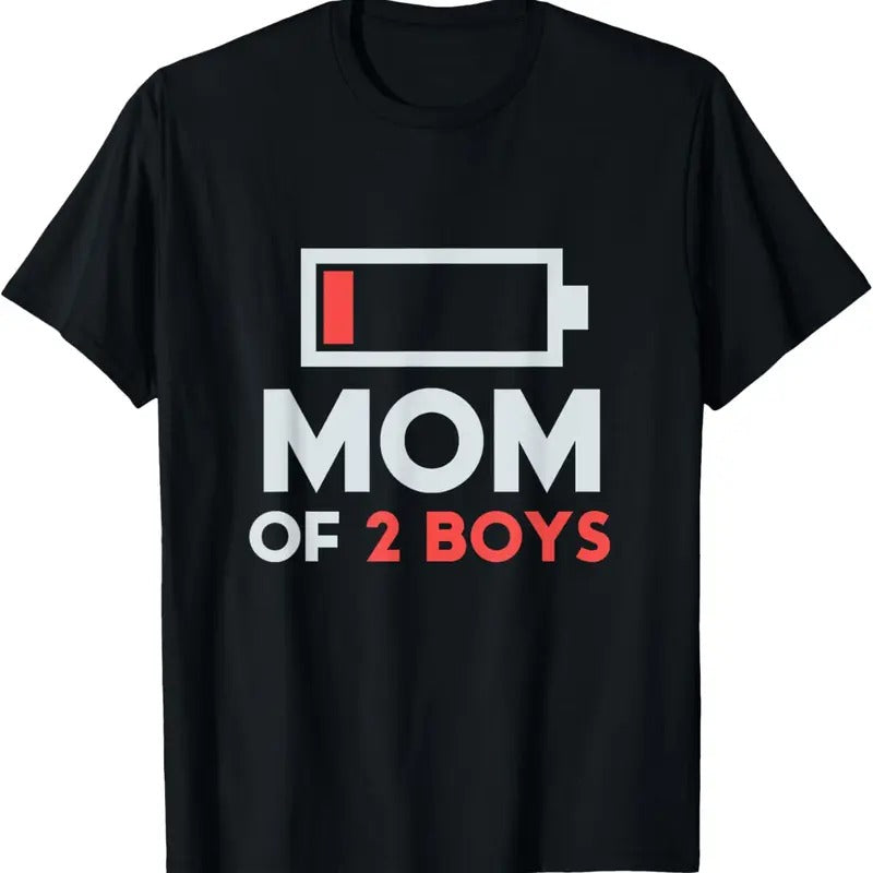 100% Cotton Mom of 2 Boys Gift from Son Mothers Day Birthday Women T-Shirt Hoodie Sweatshirt | PrintMintTees.com