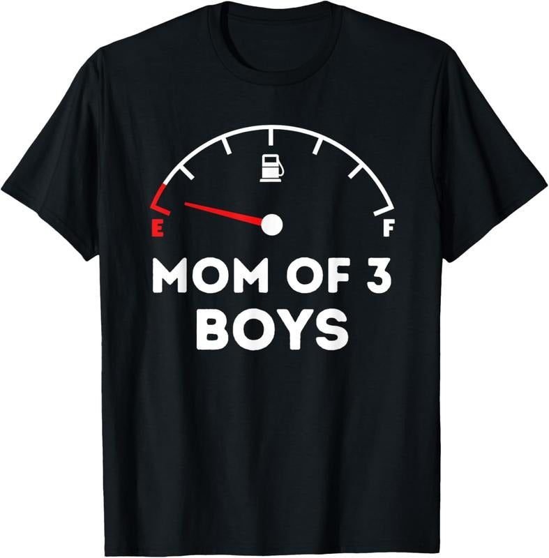 100% Cotton Mom of 3 Boys - Running on Empty - Funny Mothers Day T-Shirt Hoodie, Sweatshirt | PrintMintTees.com