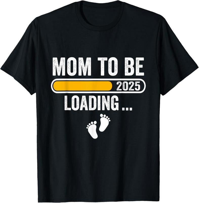 100% Cotton Mom to be 2025 Loading Mom Est 2025 Promoted to Mommy T-Shirt Hoodie Sweatshirt | PrintMintTees.com