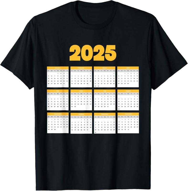 100% Cotton Monthly Calendar 2025 Happy New Year Funny T-Shirts, Hoodie, Sweatshirt
