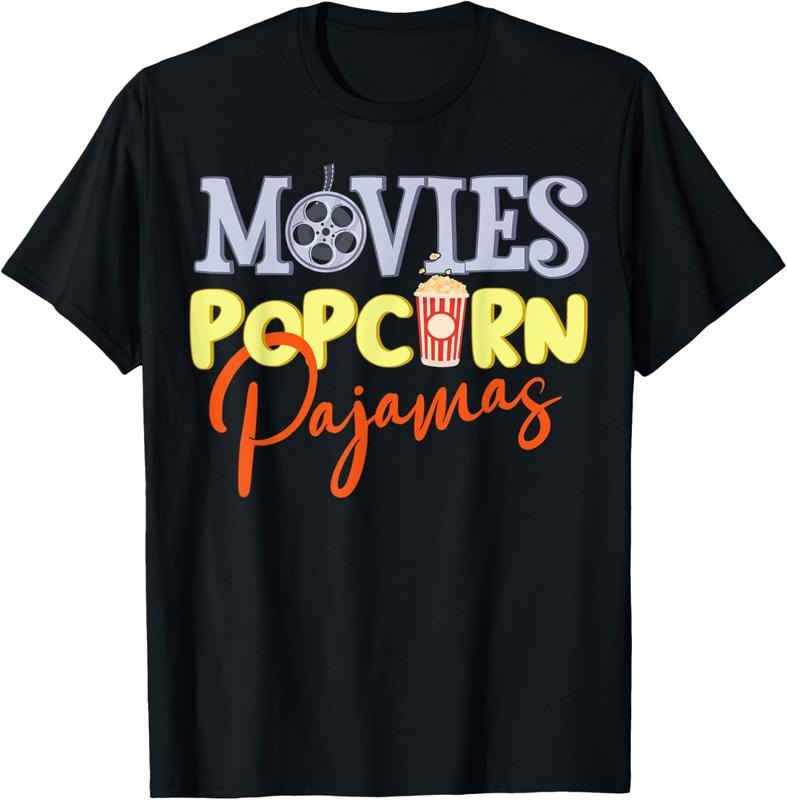 100% Cotton Movies Popcorn Pajamas Movie Night Movie Pajama Party Shirt Hoodie Sweatshirt