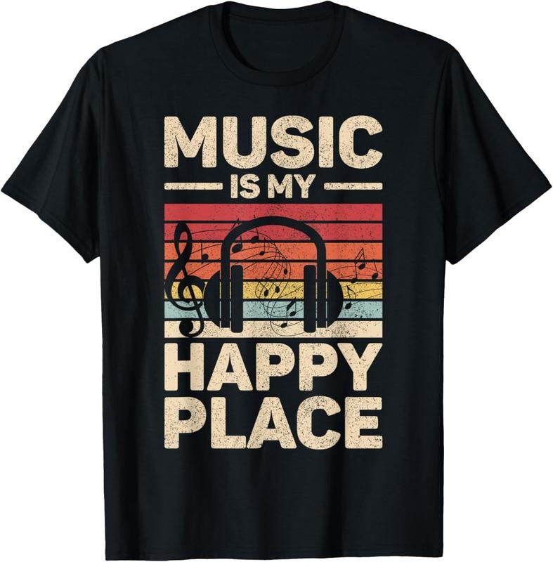 100% Cotton Music Is My Happy Place Musician Outfit EDM Music Lovers DJ T-Shirt Hoodie, Sweatshirt | PrintMintTees.com