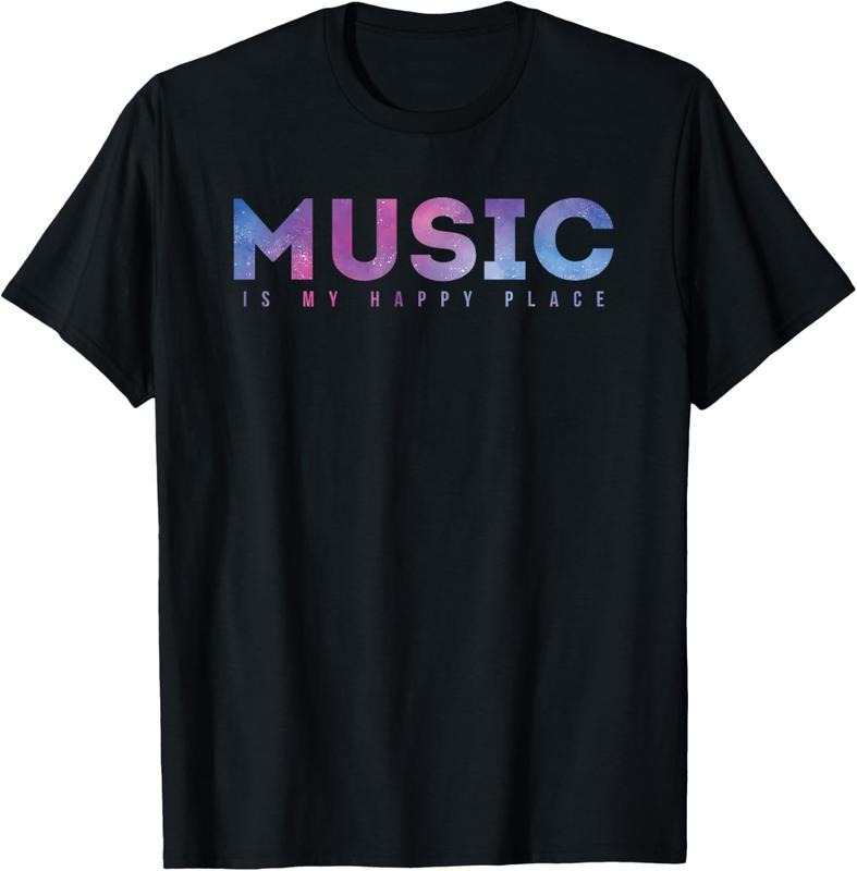 100% Cotton Music Is My Happy Place T-Shirt Hoodie, Sweatshirt | PrintMintTees.com