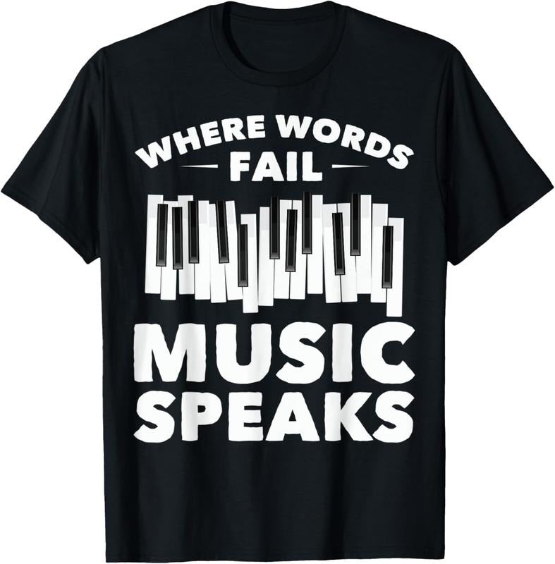 100% Cotton Music Themed Music Lovers Where Words Fail Music Speaks T-Shirt Hoodie Sweatshirt | PrintMintTees.com