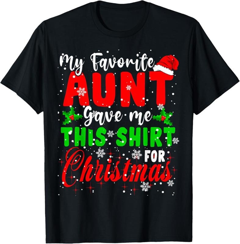 100% Cotton My Favorite Aunt Gave Me This Santa Family Shirt T-Shirts, Hoodie, Sweatshirt