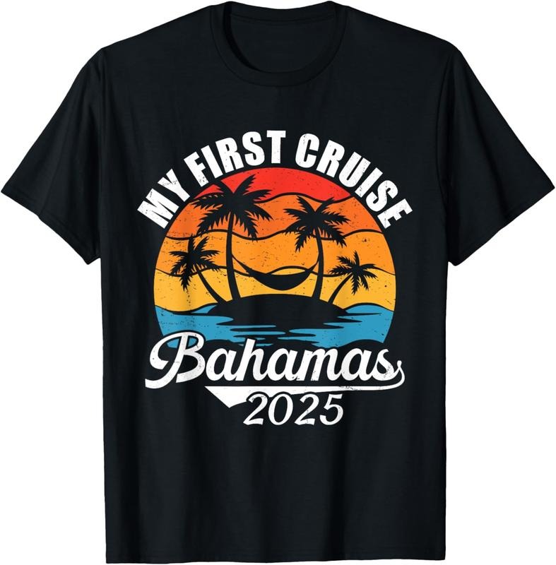 100% Cotton My First Cruise Bahamas 2025. Funny Family Vacation Cruise T-Shirt Hoodie Sweatshirt | PrintMintTees.com