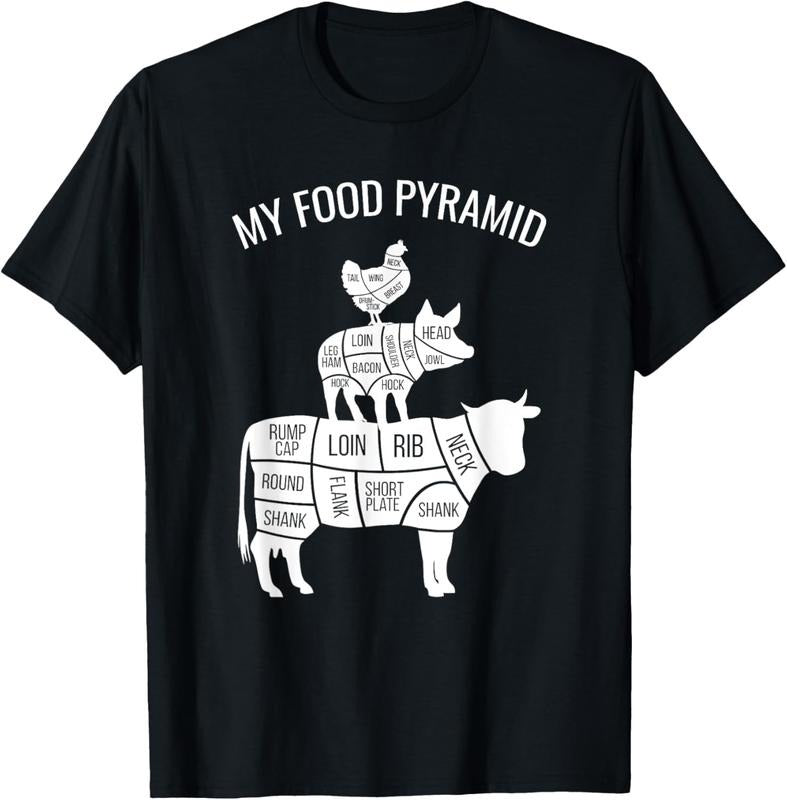 100% Cotton My Food Pyramid Funny Carnivore Cow Pig Chicken T-Shirt Hoodie Sweatshirt | PrintMintTees.com