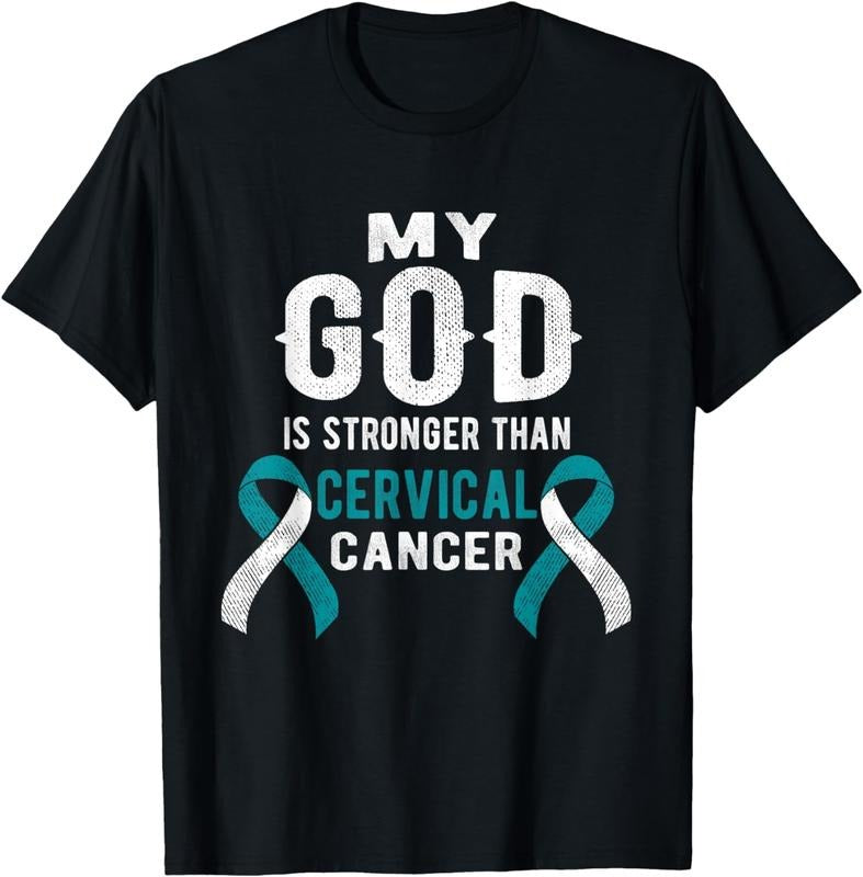 [100% Cotton]My God Is Stronger Than Cervical Cancer Survivor Christian T-Shirt Hoodie Sweatshirt | PrintMintTees.com