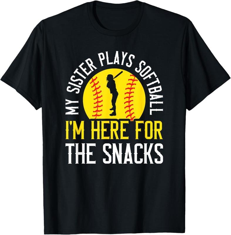 100% Cotton My Sister Plays Softball I'm Here For The Snacks T-Shirt Hoodie, Sweatshirt | PrintMintTees.com