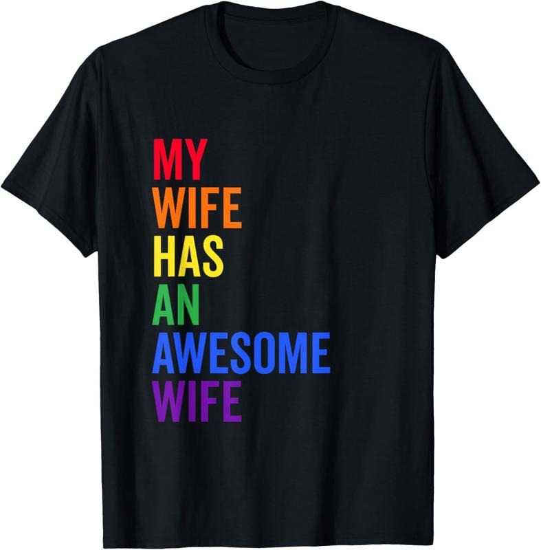 100% Cotton My Wife Has An Awesome Wife Funny Lesbian Wedding Gift T-Shirt Hoodie Sweatshirt | PrintMintTees.com