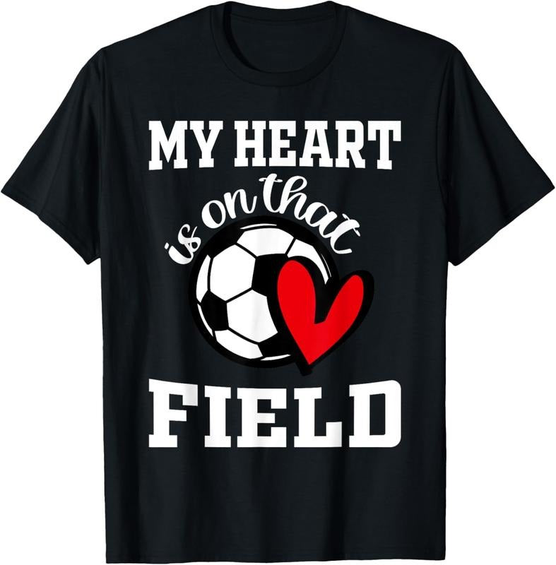 100% Cotton My heart is on that field Soccer Player's Mom Life T-Shirt Hoodie, Sweatshirt | PrintMintTees.com