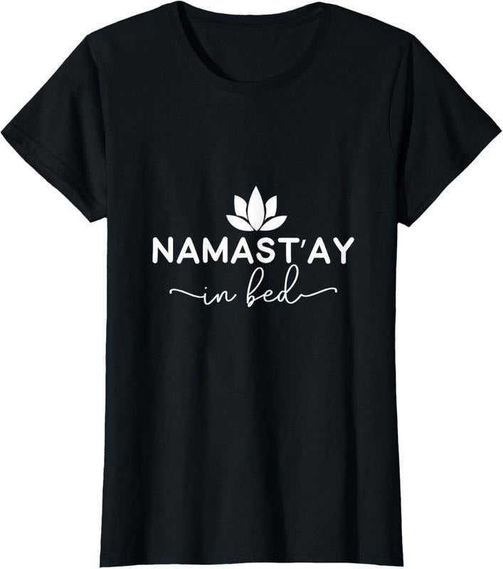 100% Cotton Namast'ay in Bed Shirt Women's Namaste Yoga Cute Yoga Shirt T-Shirt Hoodie Sweatshirt | PrintMintTees.com