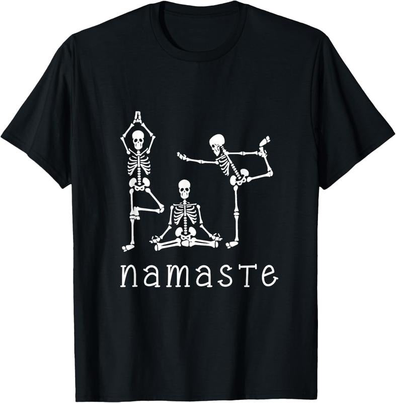 100% Cotton Namaste Skeletons Yoga Lover Gift for Yogi Workout Women T-Shirt Hoodie Sweatshirt | PrintMintTees.com
