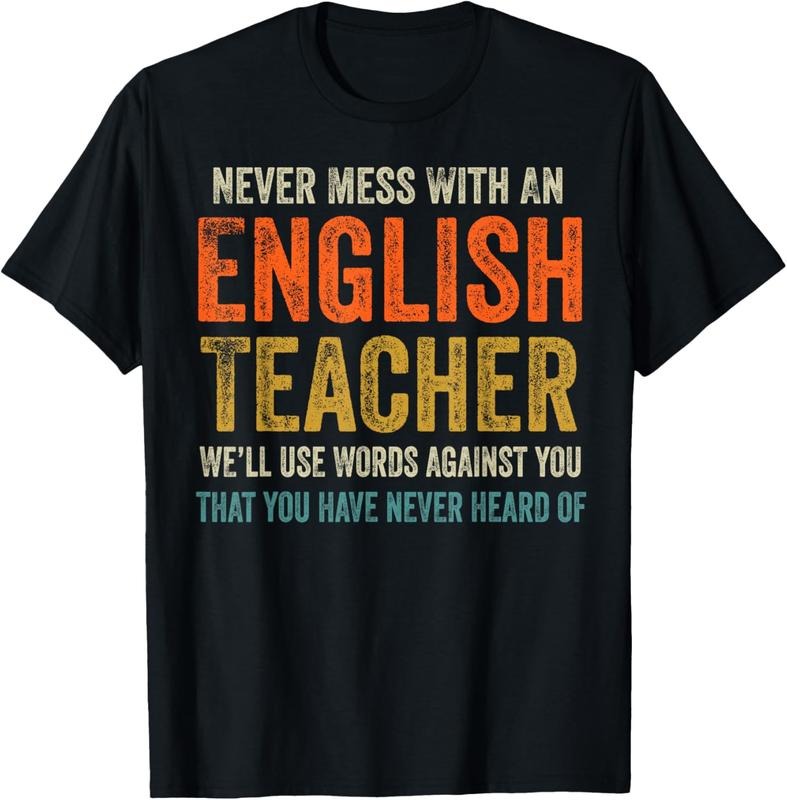 100% Cotton Never Mess With An English Teacher Funny Grammar Teacher T-Shirt Hoodie, Sweatshirt | PrintMintTees.com