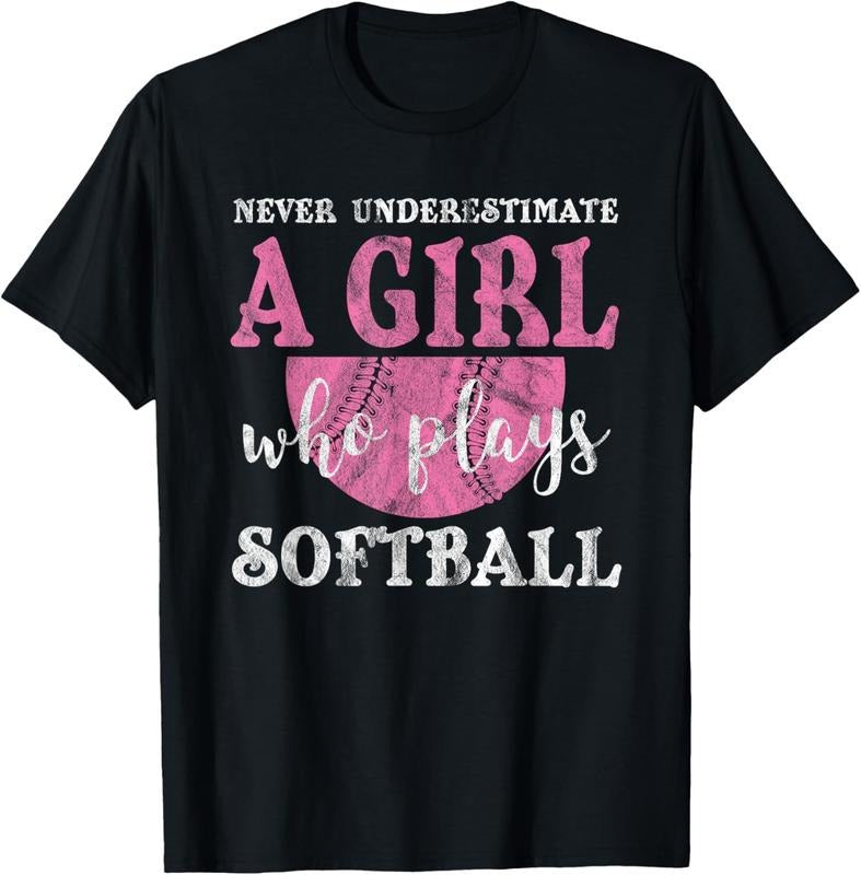 100% Cotton Never Underestimate A Girl Who Plays Softball Grunge Look T-Shirt Hoodie, Sweatshirt | PrintMintTees.com