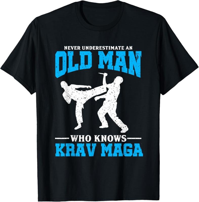 100% Cotton Never Underestimate An Old Man Krav Maga Graphic T-Shirt Hoodie Sweatshirt | PrintMintTees.com