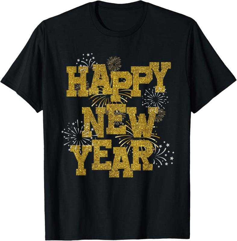 100% Cotton New Years Eve Party Supplies 2025 Happy New Year Fireworks T-Shirt Hoodie Sweatshirt | PrintMintTees.com