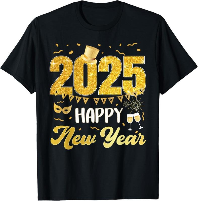 100% Cotton New Years Eve Party Supplies 2025 Happy New Year Fireworks T-Shirtstyle{n002}2 Shirt Hoodie Sweatshirt