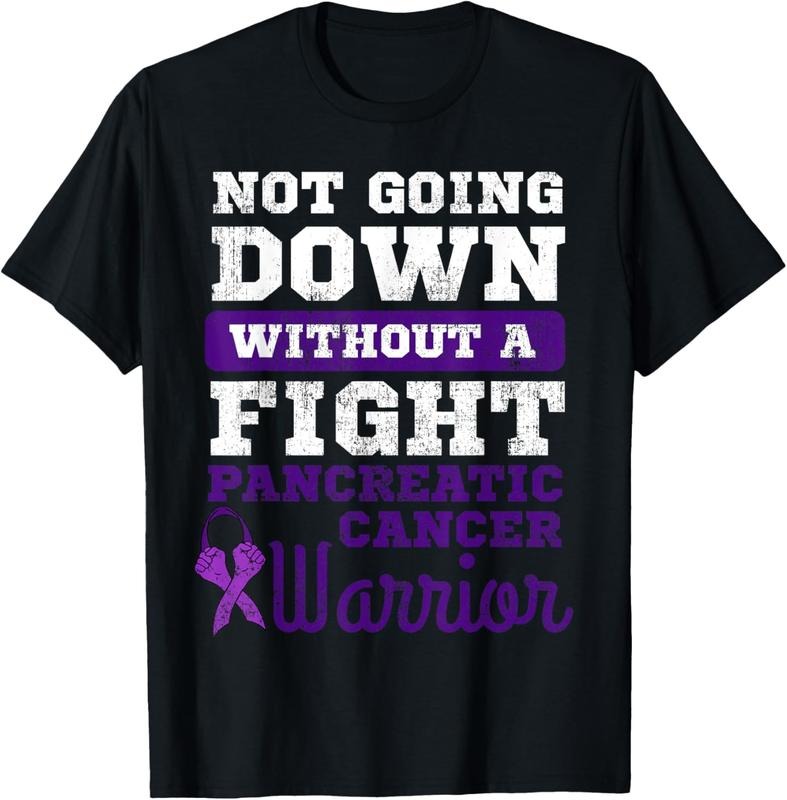 100% Cotton Not Going Down Without A Fight Pancreatic Cancer Warrior T-Shirt Hoodie Sweatshirt | PrintMintTees.com