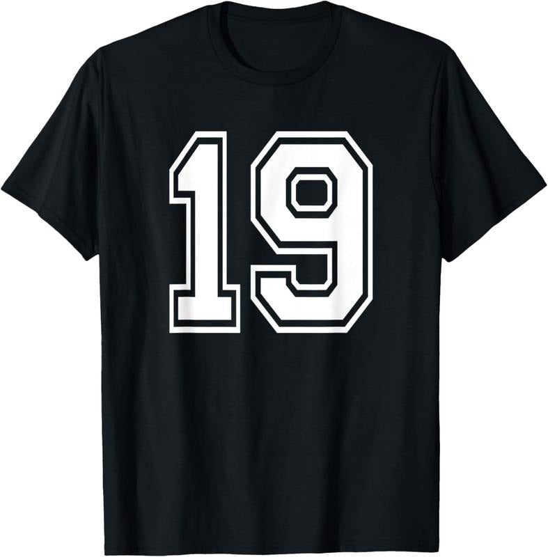 100% Cotton Number 19 Birthday Gift Sports Player Team Numbered Jersey T-Shirt Hoodie, Sweatshirt | PrintMintTees.com