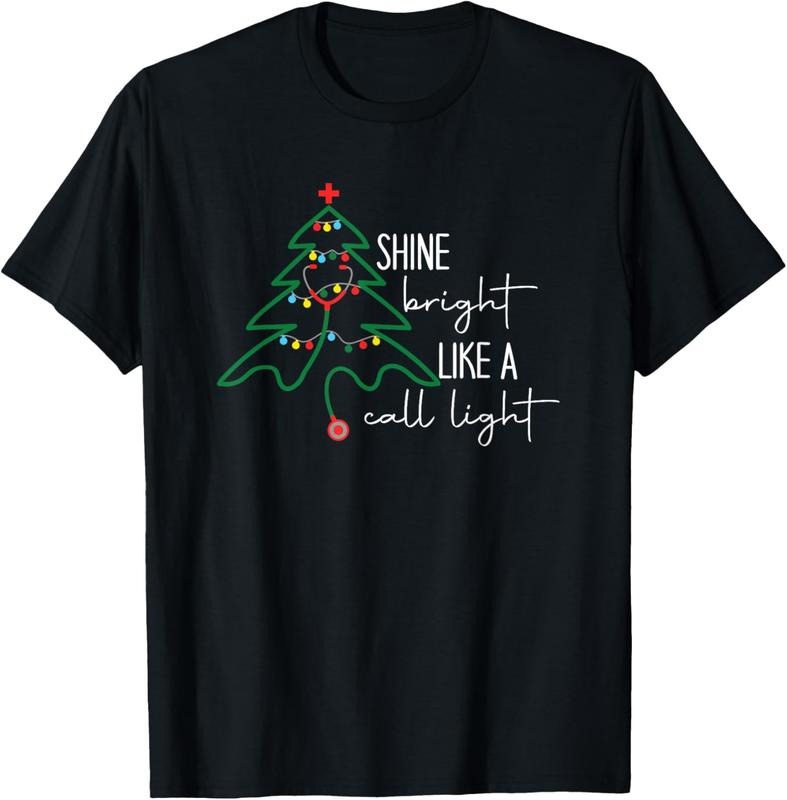 100% Cotton Nurse Christmas Lights Shine Bright Like A Call Light T-Shirt Hoodie Sweatshirt | PrintMintTees.com